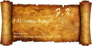 Fónagy Kamil névjegykártya